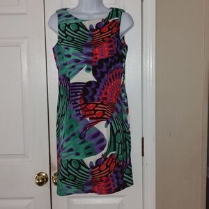 AGB  sleeveless stretch  multicolor butterfly  Dress  Size 10 Petite